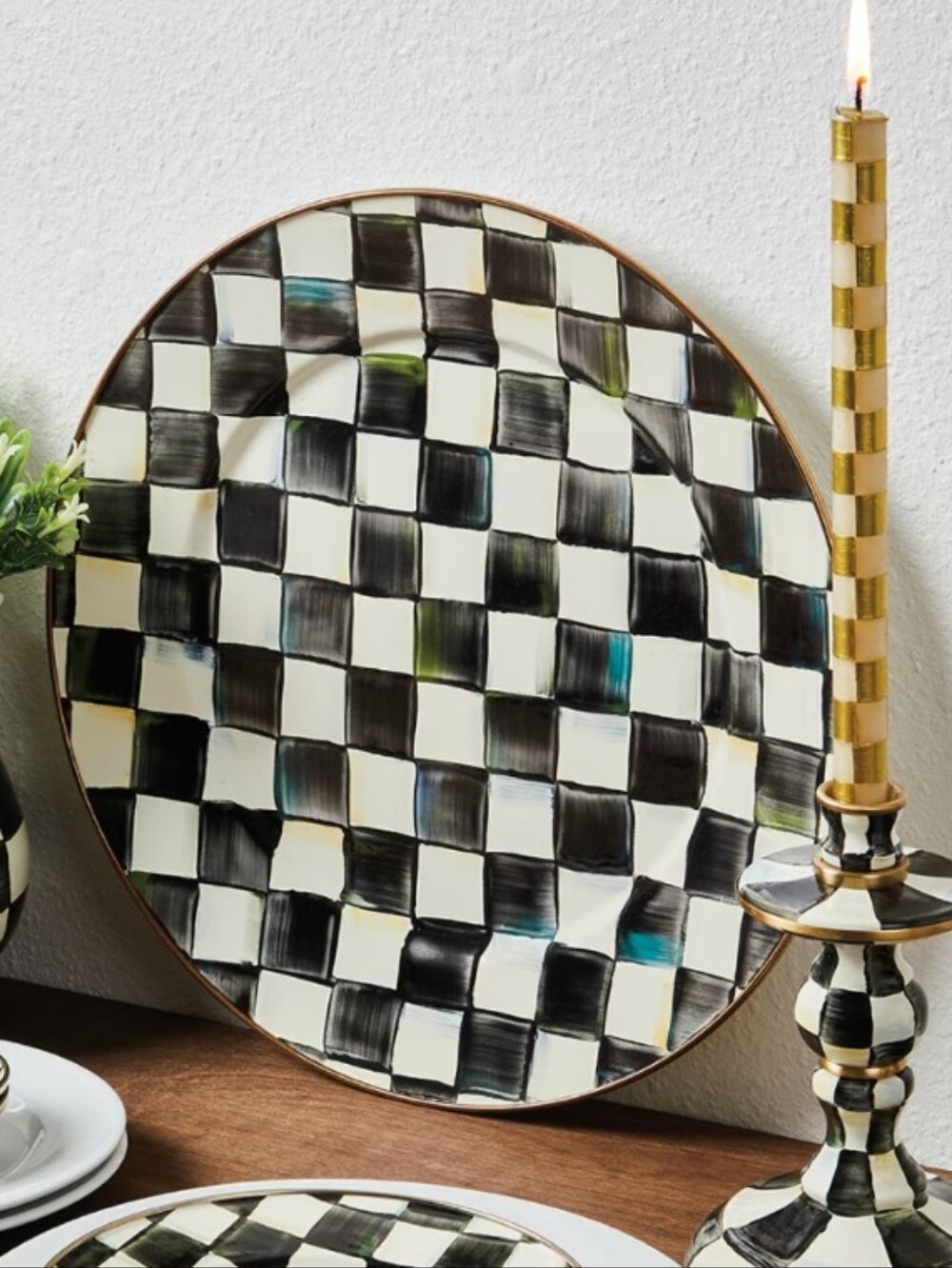 MACKENZIE CHILDS courtly check enamelware platter